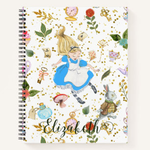 Whimsical Alice's avonturen in Wonderland Glitter Notitieboek