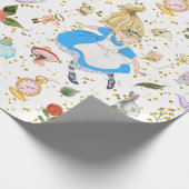 Whimsical Alice's avonturen in Wonderland Glitz Cadeaupapier (Hoek)