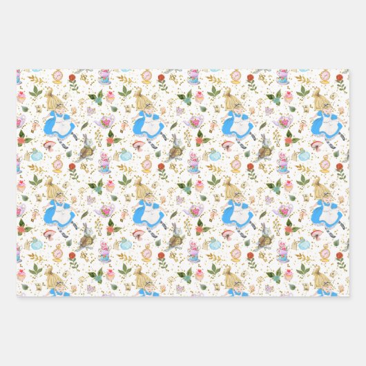 Whimsical Alice's avonturen in Wonderland Party Inpakpapier Vel (Voorkant)