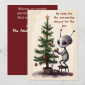 Whimsical Alien Christmas Tree Scene  Feestdagenkaart (Voorkant / Achterkant)