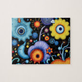 Whimsical Alien Garden - Kleurrijke kosmische flor Legpuzzel (Horizontaal)