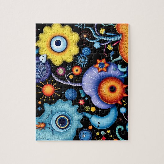Whimsical Alien Garden - Kleurrijke kosmische flor Legpuzzel (Verticaal)