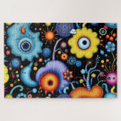 Whimsical Alien Garden - Kleurrijke kosmische flor Legpuzzel (Horizontaal)