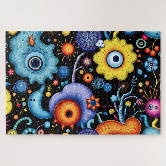 Whimsical Alien Garden - Kleurrijke kosmische flor Legpuzzel (Horizontaal)