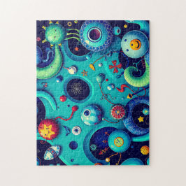 Whimsical Alien World - Kleurrijke ruimtewezens Legpuzzel