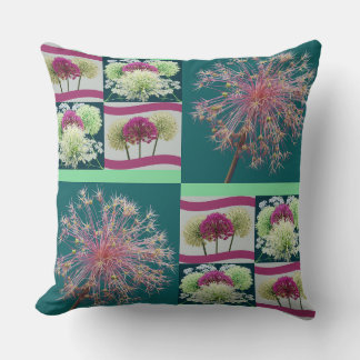 Whimsical Allium Bloemknoppen Collage Kussen