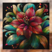 Whimsical Amaryllis Flower Faux Glas in lood Raamsticker (Vel 2)