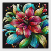 Whimsical Amaryllis Flower Faux Glas in lood Raamsticker (Vel)