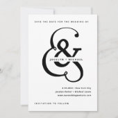 Whimsical Ampersand | Achterzijde foto zwart-wit Save The Date (Voorkant)