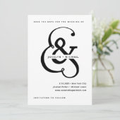 Whimsical Ampersand | Achterzijde foto zwart-wit Save The Date (Staand voorkant)