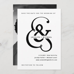 Whimsical Ampersand   Achterzijde foto zwart-wit Save The Date