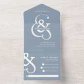 Whimsical Ampersand | Dusty Blue Wedding All In One Uitnodiging (Binnen)