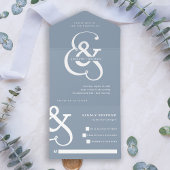 Whimsical Ampersand | Dusty Blue Wedding All In One Uitnodiging