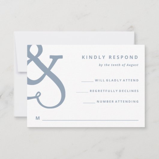Whimsical Ampersand | Dusty Blue Wedding RSVP Kaartje (Voorkant)