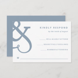 Whimsical Ampersand | Dusty Blue Wedding RSVP Kaartje