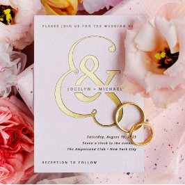 Whimsical Ampersand | Goud en wit huwelijk Folie Uitnodiging