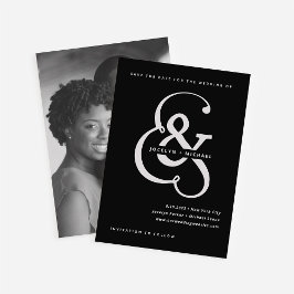 Whimsical Ampersand | Moody Black Foto terug Save The Date
