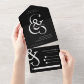 Whimsical Ampersand | Moody Black Wedding All In One Uitnodiging (Afscheurbaar)