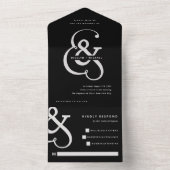 Whimsical Ampersand | Moody Black Wedding All In One Uitnodiging (Binnen)