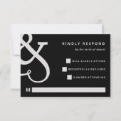 Whimsical Ampersand | Moody Black Wedding RSVP Kaartje (Voorkant)