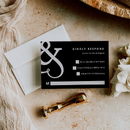 Whimsical Ampersand | Moody Black Wedding RSVP Kaartje