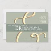 Whimsical Ampersand Sage Green Wedding Invitation Kaart (Voorkant)