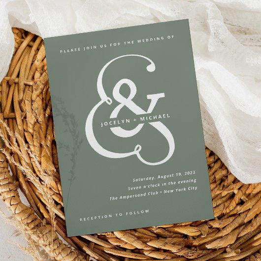 Whimsical Ampersand | Sage Green Wedding Kaart