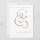 Whimsical Ampersand | Witte en beige bruiloft Kaart (Voorkant)