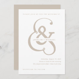Whimsical Ampersand | Witte en beige bruiloft Kaart