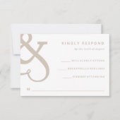 Whimsical Ampersand | Witte en beige bruiloft RSVP Kaartje (Voorkant)