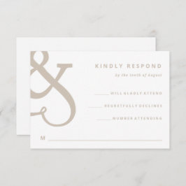 Whimsical Ampersand | Witte en beige bruiloft RSVP Kaartje