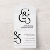 Whimsical Ampersand | Zwarte en witte bruiloft All In One Uitnodiging (Binnen)