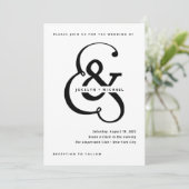 Whimsical Ampersand | Zwarte en witte bruiloft Kaart (Staand voorkant)