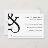 Whimsical Ampersand | Zwarte en witte bruiloft RSVP Kaartje (Voorkant)