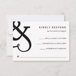 Whimsical Ampersand | Zwarte en witte bruiloft RSVP Kaartje
