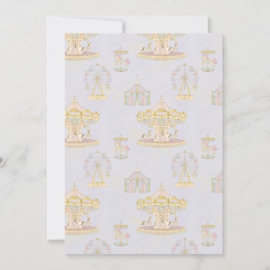 Whimsical Amusement Park Carousel Baby Shower Kaart (Achterkant)