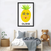 Whimsical Ananas CUSTOM BABY NAAM Kunst Poster