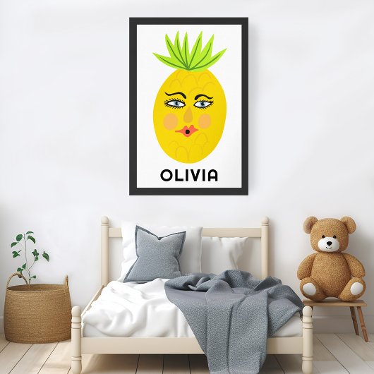 Whimsical Ananas CUSTOM BABY NAAM Kunst Poster
