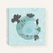 Whimsical and Cheerful Fish Art in Blauwgroen Hues Notitieboek (Voorkant)