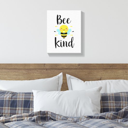 Whimsical and Kind Bee Illustration Canvas Afdruk (Insitu (Slaapkamer))