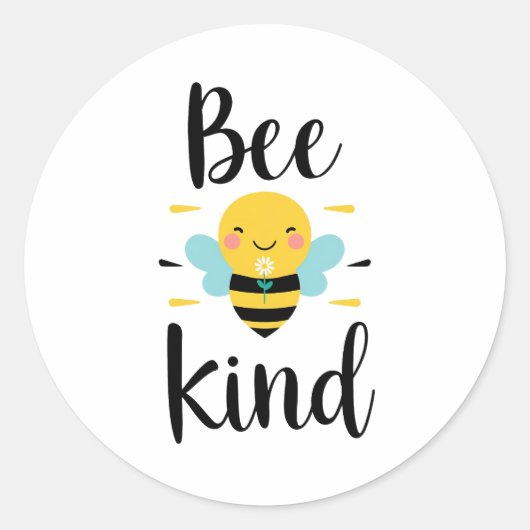 Whimsical and Kind Bee Illustration Ronde Sticker (Voorkant)