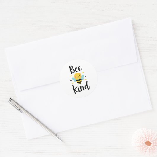 Whimsical and Kind Bee Illustration Ronde Sticker (Envelop)