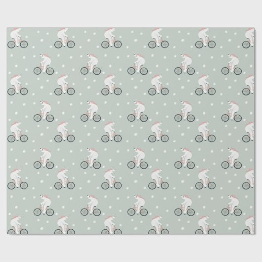 Whimsical and Modern Green Winter Polar Beer Cadeaupapier (Vlak)