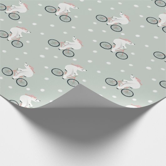 Whimsical and Modern Green Winter Polar Beer Cadeaupapier (Hoek)