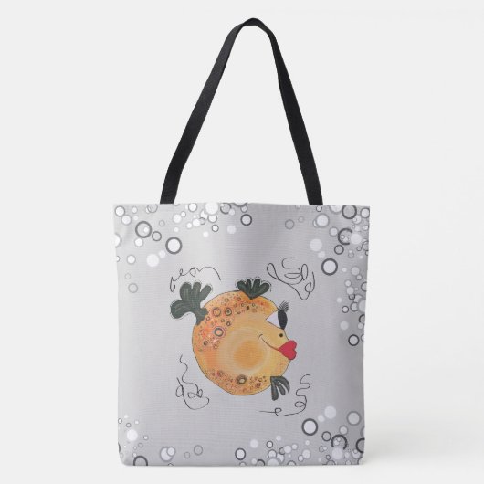 Whimsical and Schattig Fish Art in Blauwgroen Tote Bag (Voorkant)