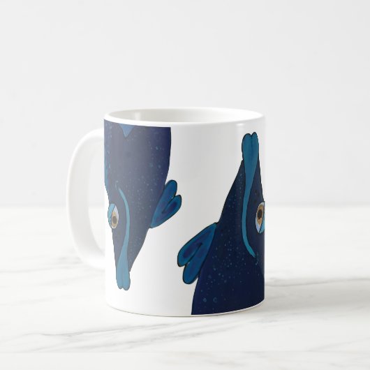 Whimsical and Schattig Fish Artwork in Rich Blues Koffiemok (Voorkant links)