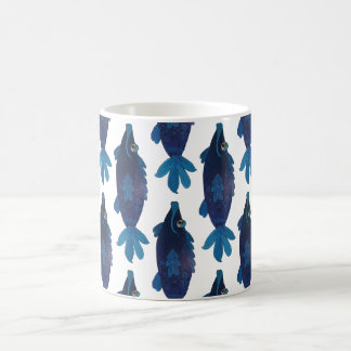 Whimsical and Schattig Fish Artwork in Rich Blues Koffiemok