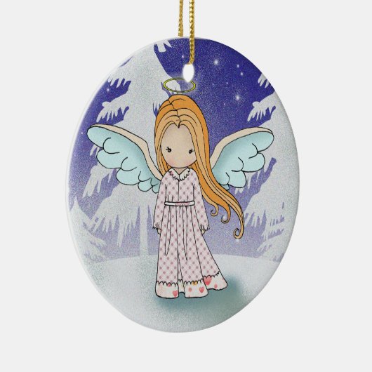 Whimsical Angel kerstversiering Keramisch Ornament (Rechts)
