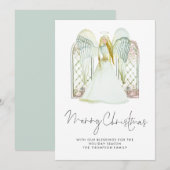 Whimsical Angel Merry-kerstscript Feestdagenkaart (Voorkant / Achterkant)