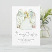 Whimsical Angel Merry-kerstscript Feestdagenkaart (Staand voorkant)